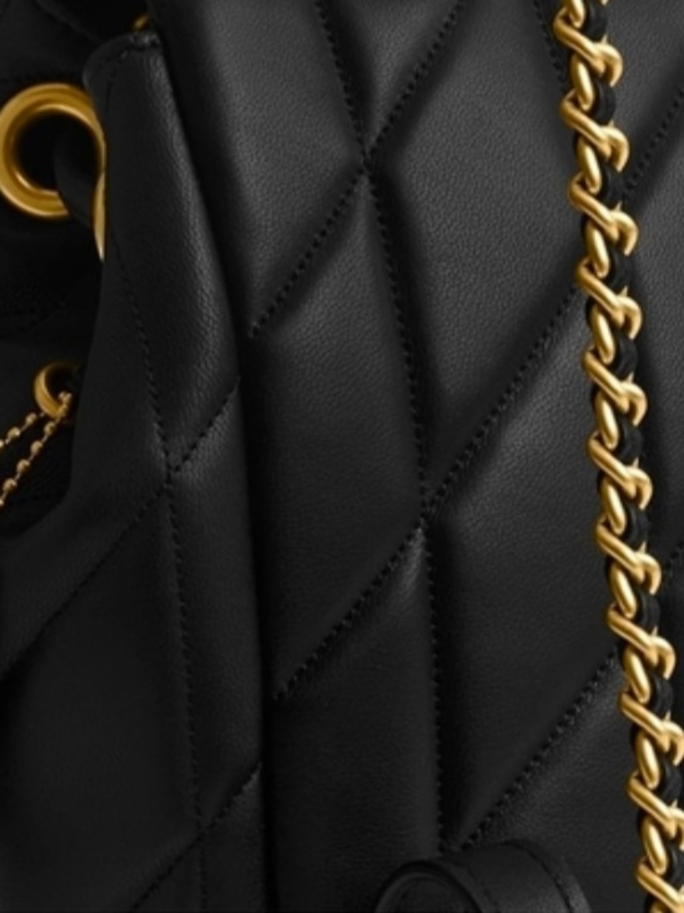 Coach Black Quilted Leather Shoulder Bag with Gold Chain Strap